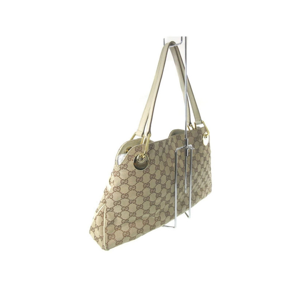 GUCCI Shoulder Bag GG Canvas Leather Beige Brown - Picture 2 of 5